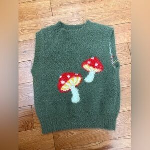 Forever 21 Mushroom Fuzzy Cottagecore Cropped Sweater Vest